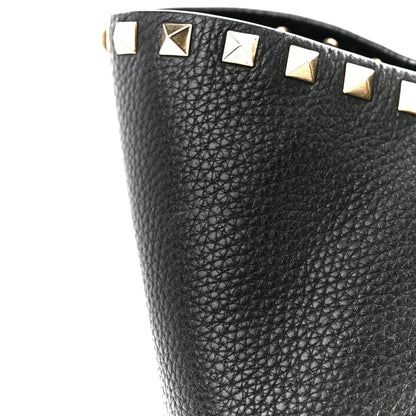 Valentino Garavani Grained Calfskin Rockstud Shoulder Tote Black 10 of 13