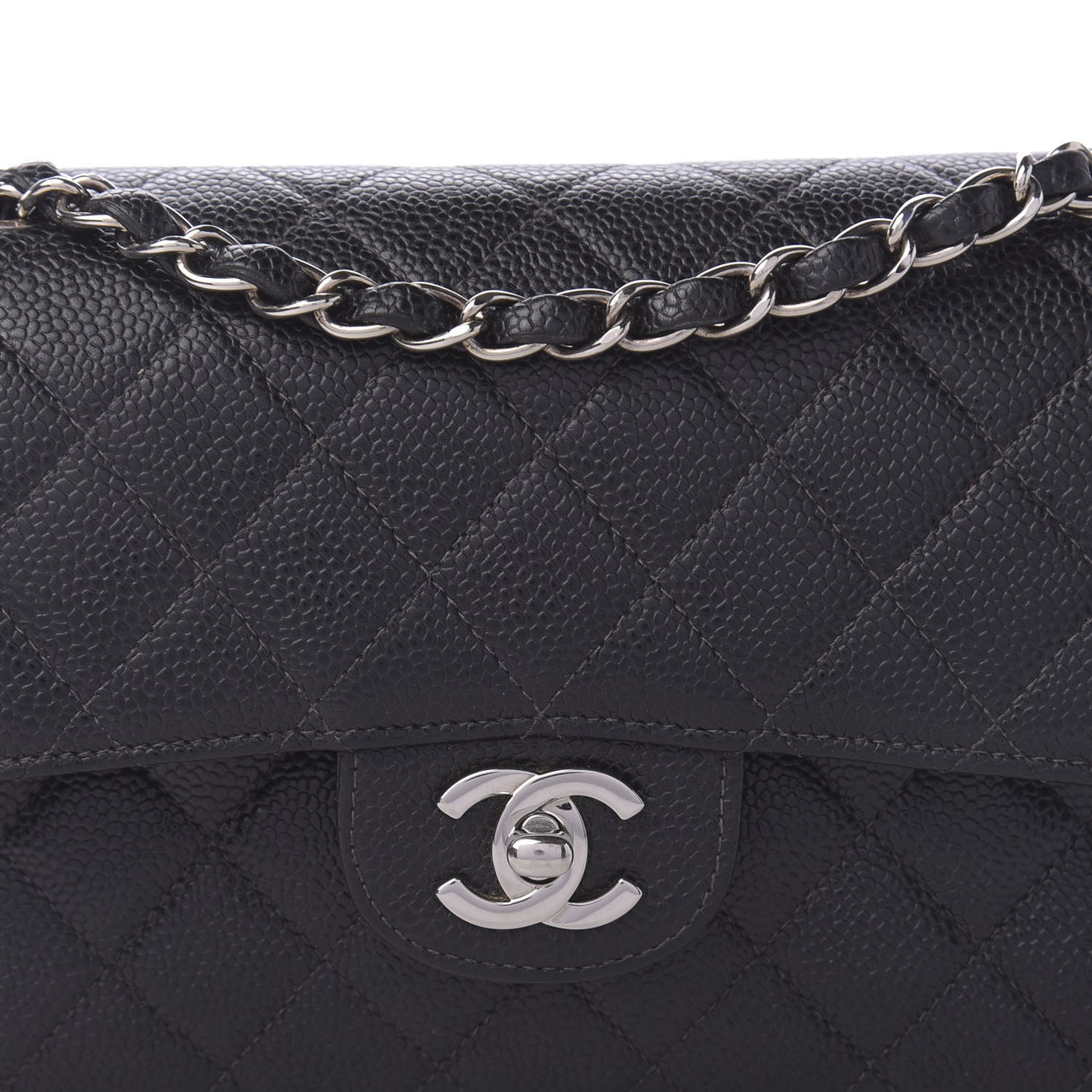 Caviar Quilted Small Double Flap Black