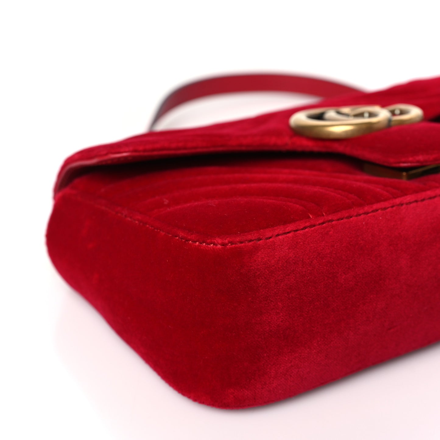 Velvet Matelasse Mini GG Marmont Shoulder Bag Hibiscus Red