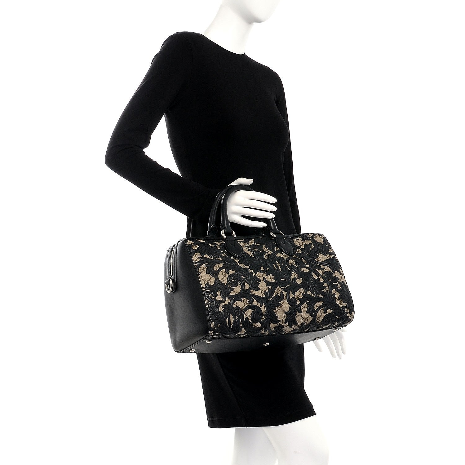 Gucci GG Supreme Monogram Arabesque Medium Boston Black 3 of 11