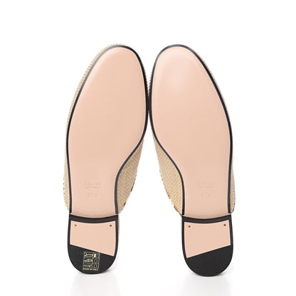 Gucci Straw Elaphe Womens Princetown Slippers 37.5 Natural Cream Brown 5 of 9