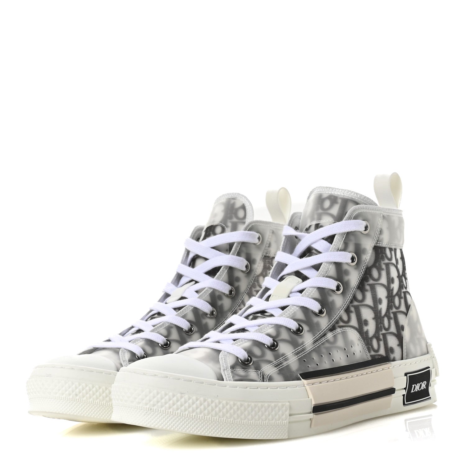Christian Dior Technical Canvas Oblique B23 High Top Sneakers 41 White Black 4 of 8