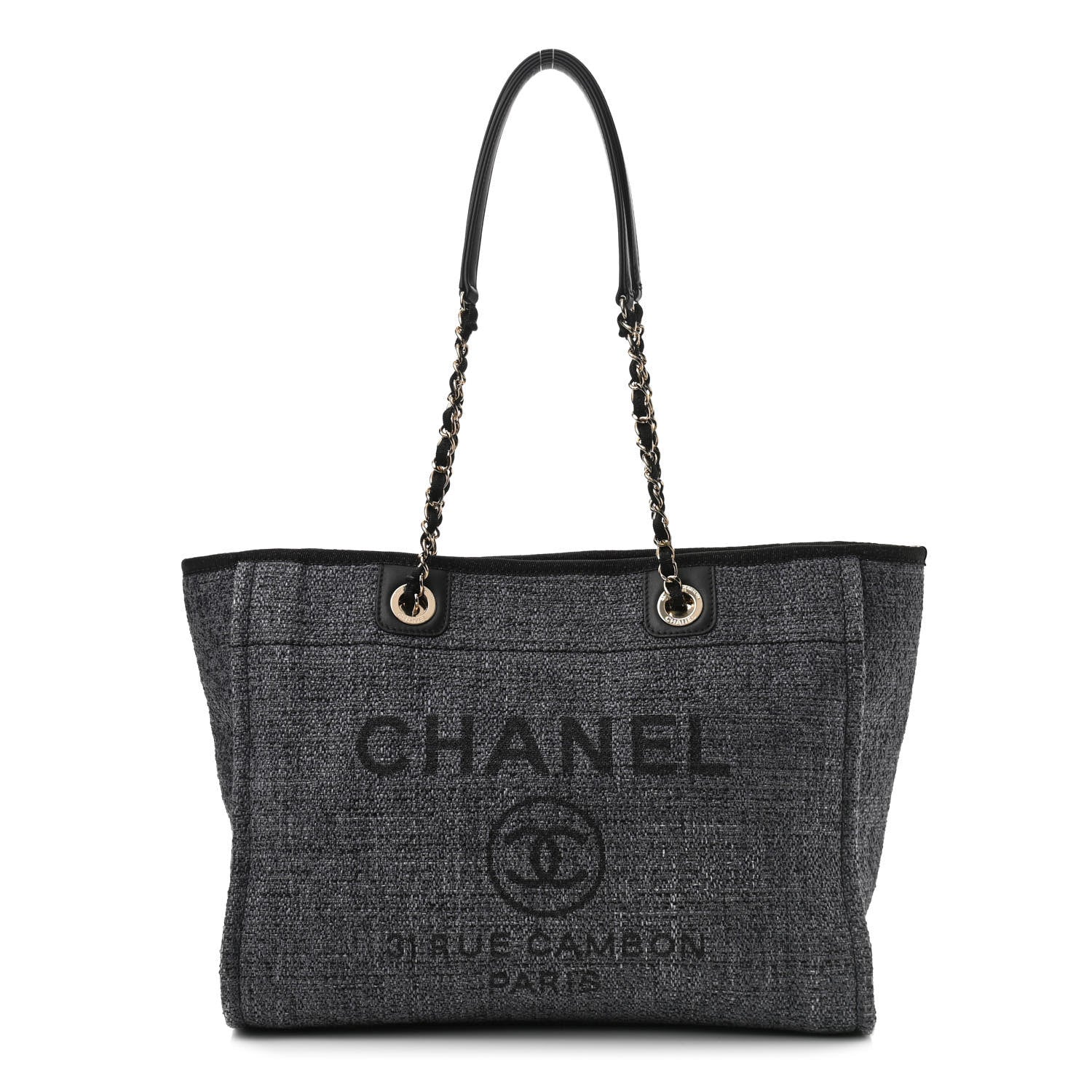 Chanel Lurex Boucle Small Deauville Tote Black 1 of 10