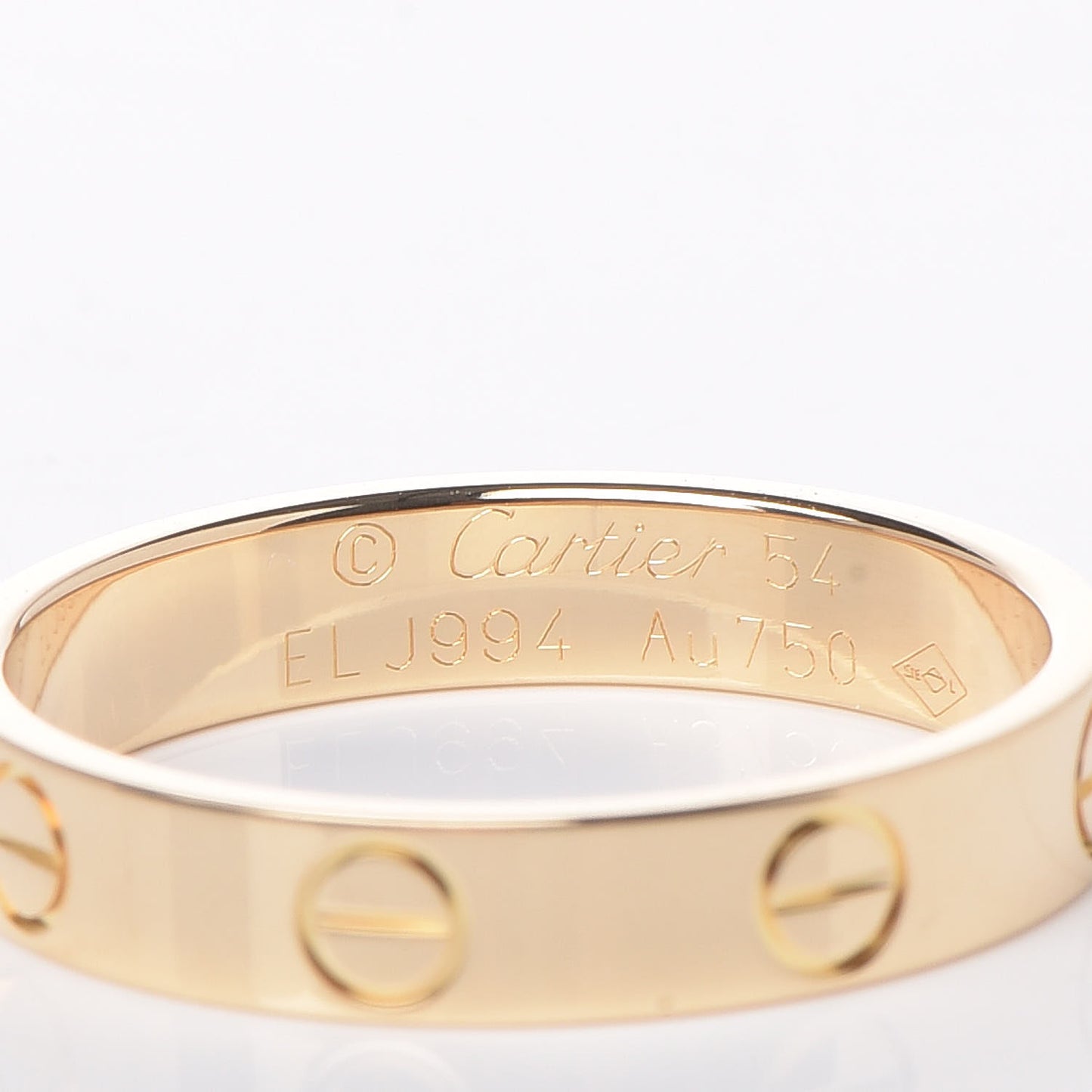 18K Yellow Gold 3.5mm LOVE Wedding Band Ring 54 6.75
