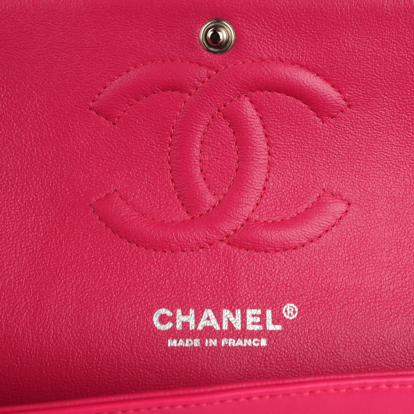 Patent Quilted Medium Double Flap Fuchsia