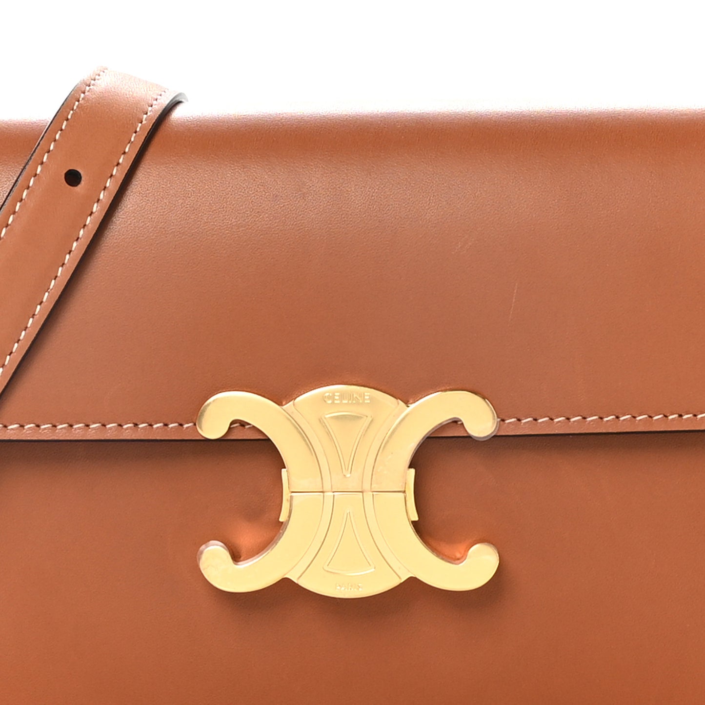 Natural Calfskin Triomphe Strap Bag Tan