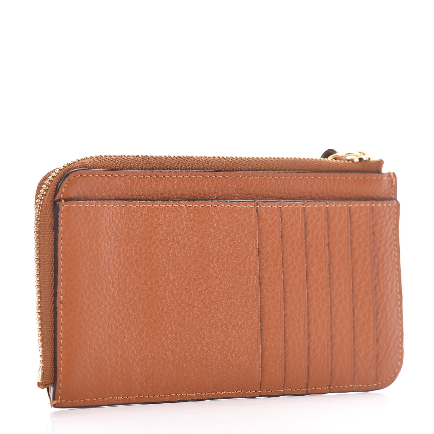 Calfskin Alphabet Purse Wallet Tan