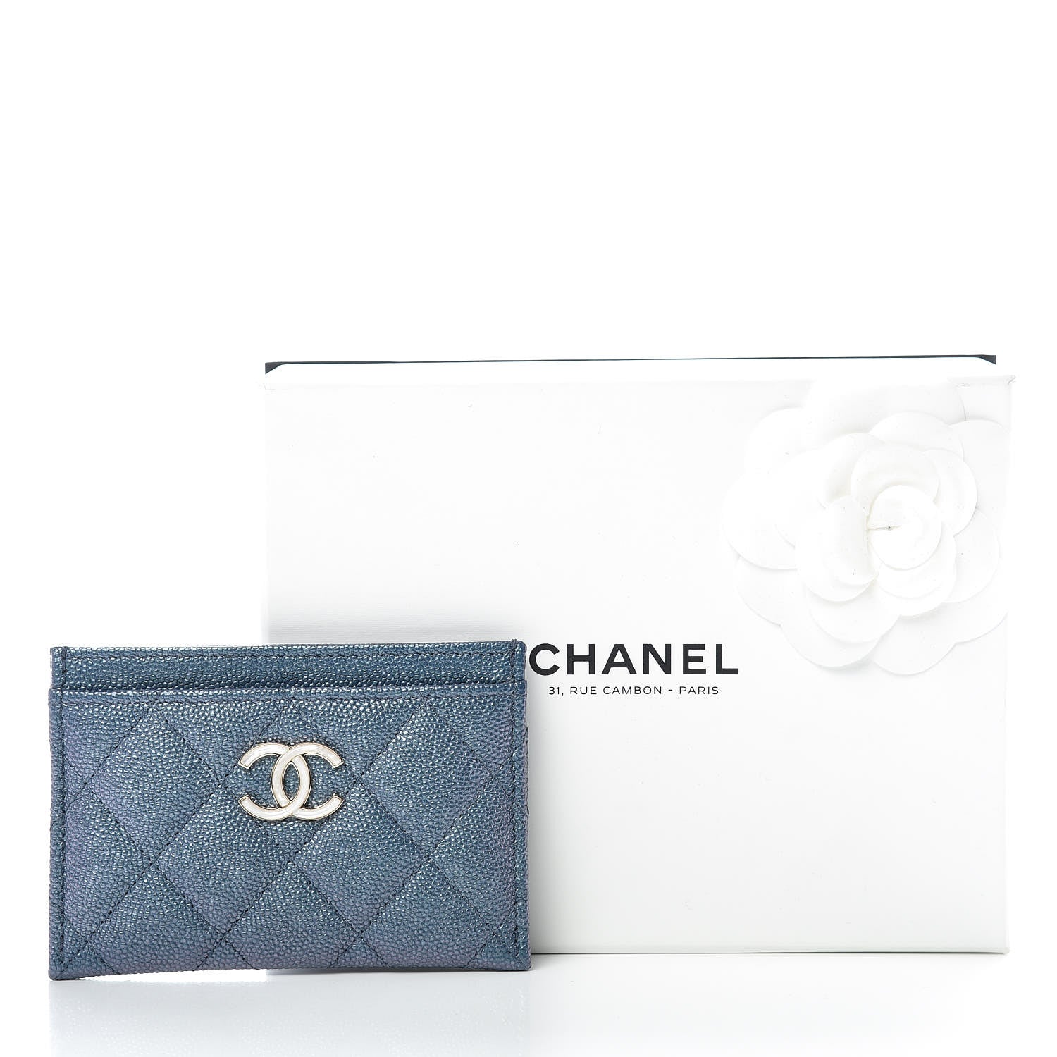 Chanel Iridescent Caviar Quilted Card Holder Dark Blue 9 of 9