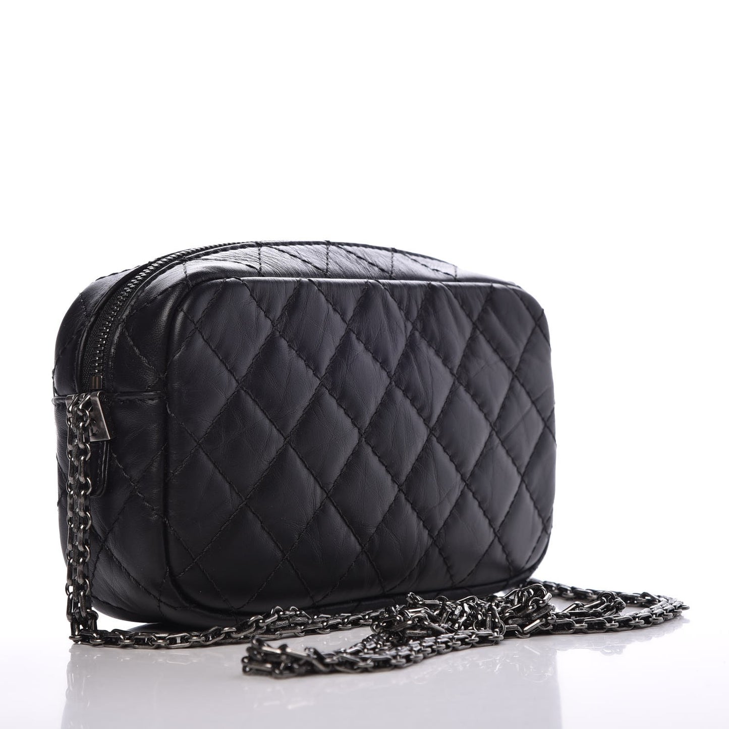 Aged Calfskin Quilted Mini Reissue Camera Case Black
