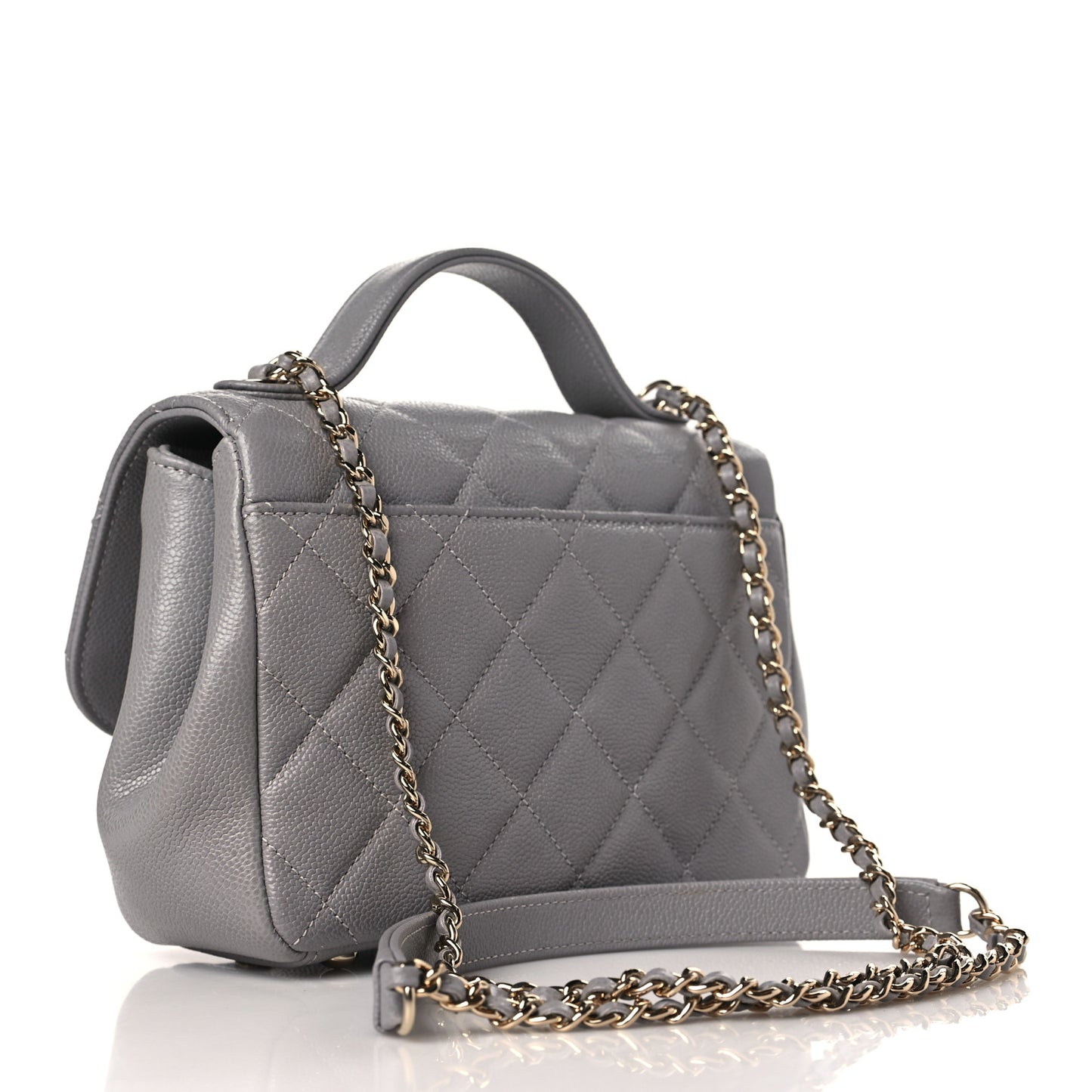 Caviar Quilted Small Business Affinity Flap Grey