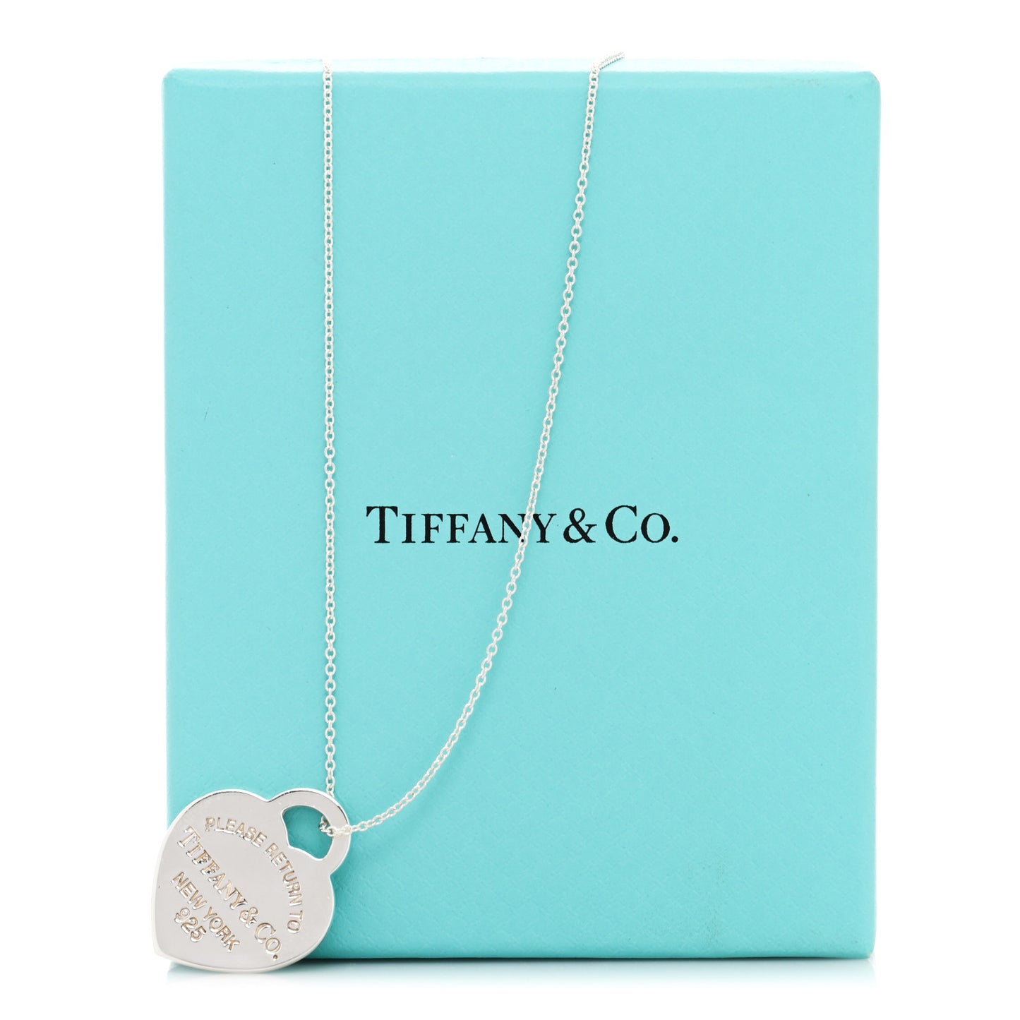 Sterling Silver Enamel Medium Return to Tiffany Heart Pendant Necklace Blue