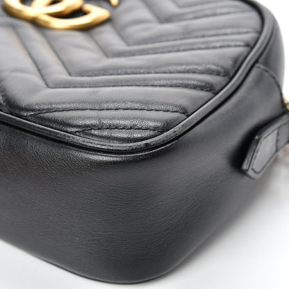 Gucci Calfskin Matelasse Small GG Marmont Chain Shoulder Bag Black 9 of 16