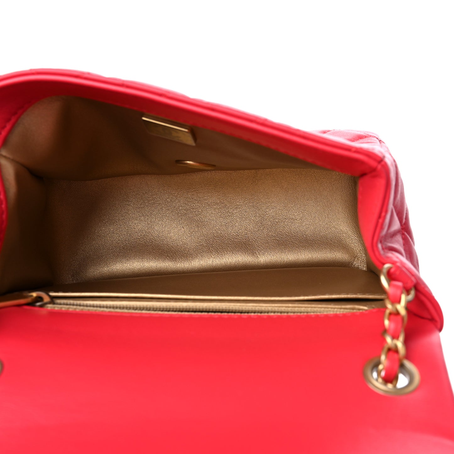 Lambskin Quilted Mini Pearl Crush Flap Red