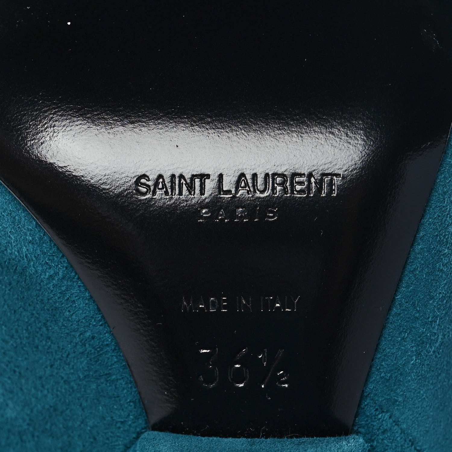 Saint Laurent Suede Niki 105 Thigh High Boots 36.5 Petrol Blue 6 of 6