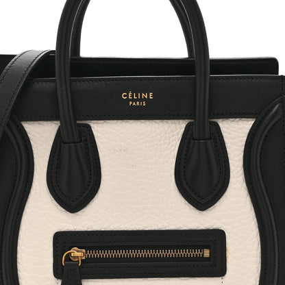 Celine Elephant Calfskin Nano Tri-Color Luggage  White Black Sand 8 of 10