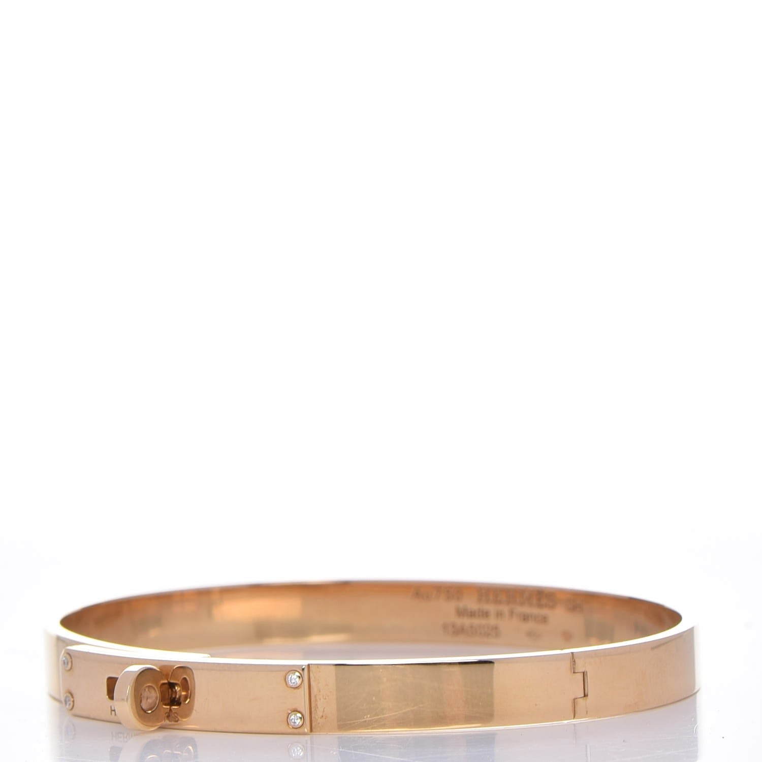 Hermes 18k Yellow Gold Diamond Kelly PM Bangle Small 3 of 6