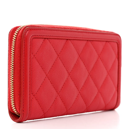 Chanel Caviar Quilted Medium Filigree Zip Around Wallet Dark Red 3 of 7