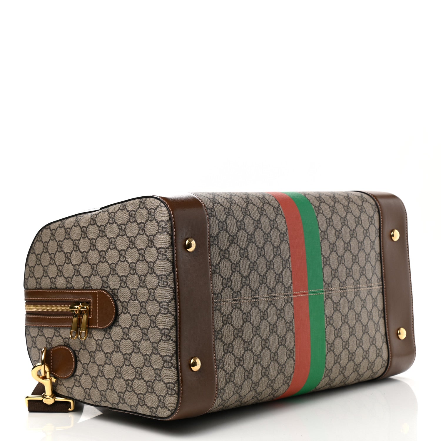 Gucci GG Supreme Monogram Azalea Calfskin Fake/Not Medium Retro Interlocking G Carry On Duffle Beige Ebony Brown Sugar 3 of 9