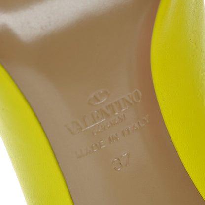 Valentino Garavani Matte Calfskin Rockstud New Plain 100mm Pumps 37 Yellow 6 of 13