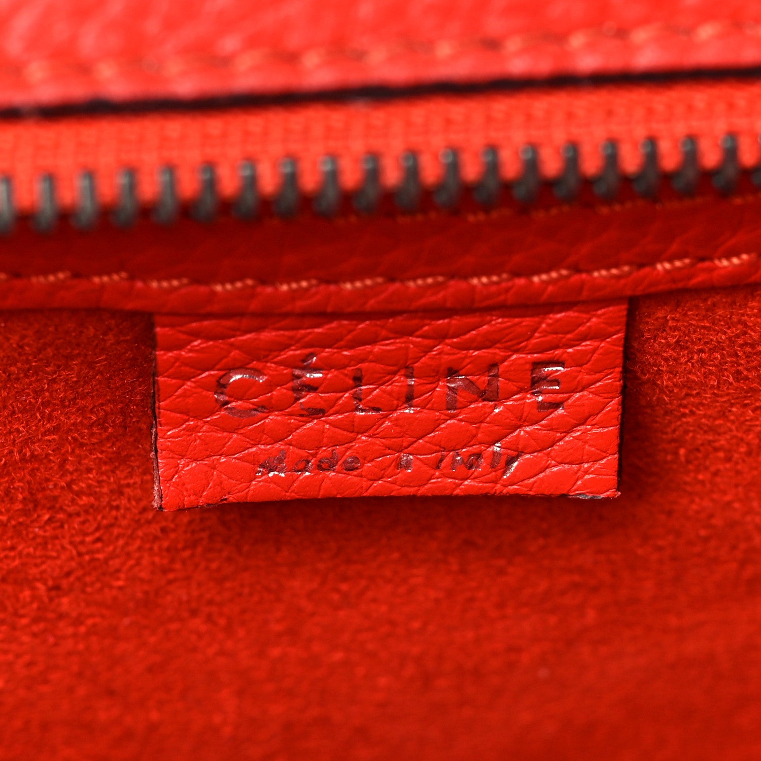 Celine Drummed Calfskin Nano Luggage Vermillion 6 of 8