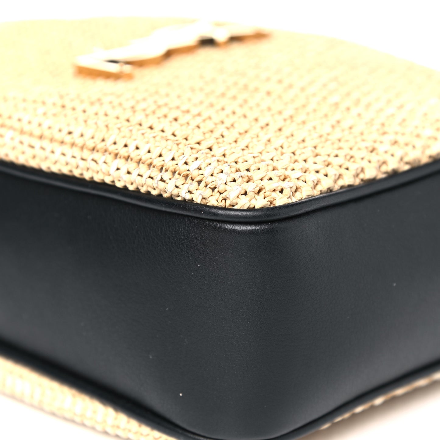 Raffia Canvas Monogram Lou Camera Bag Beige Black