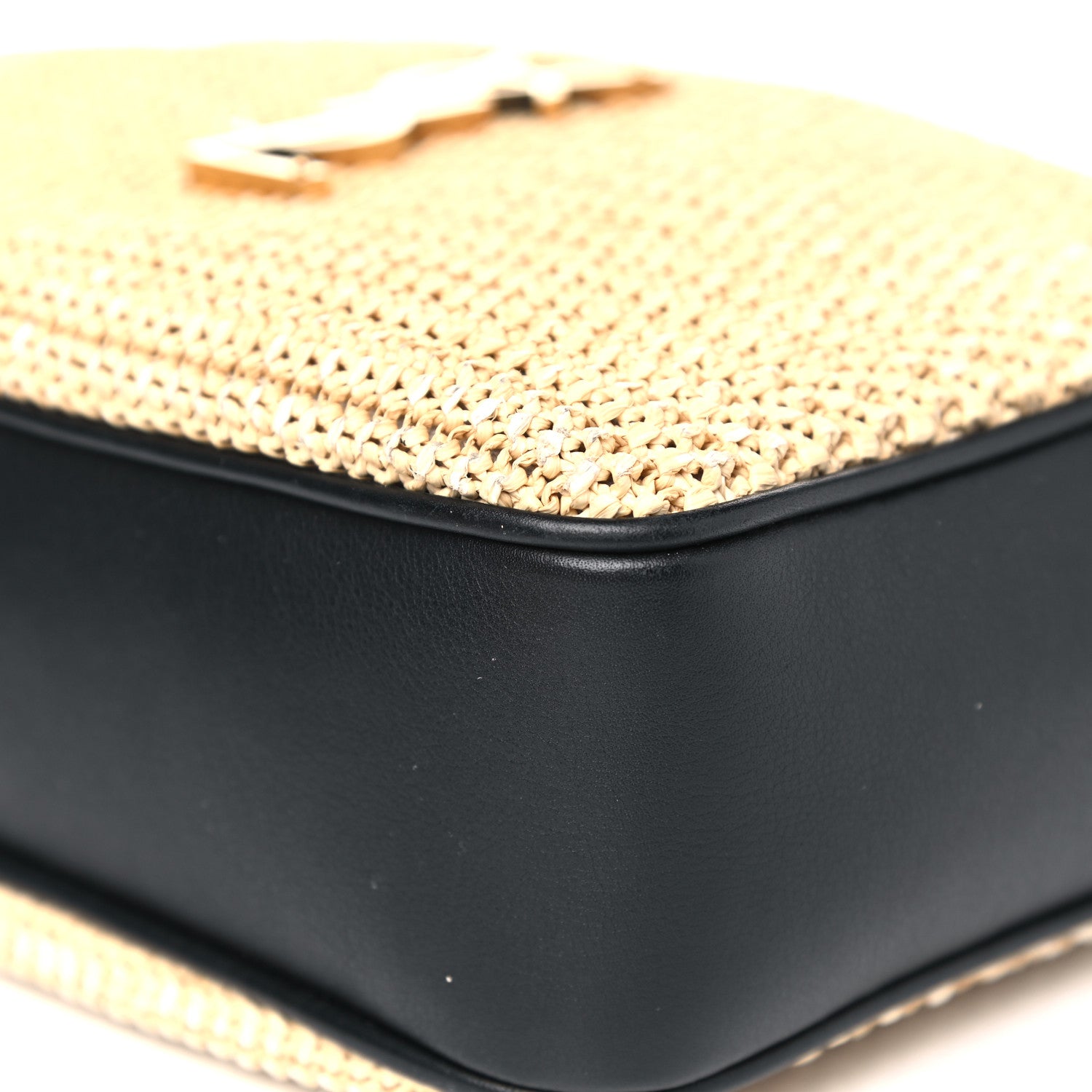 Saint Laurent Raffia Canvas Monogram Lou Camera Bag Beige Black 10 of 12