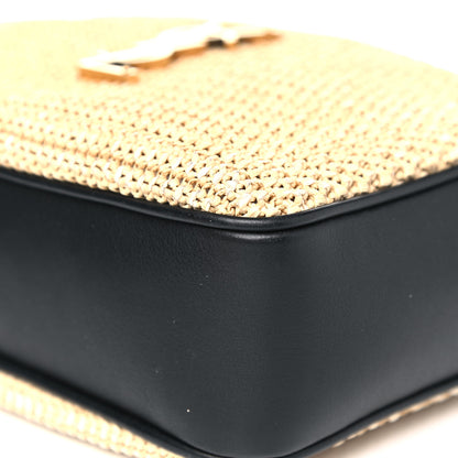 Saint Laurent Raffia Canvas Monogram Lou Camera Bag Beige Black 10 of 12
