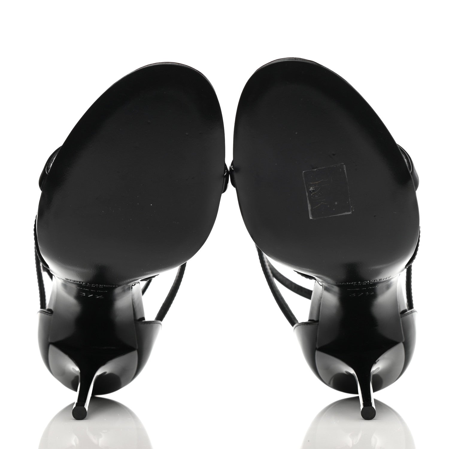Saint Laurent Patent Calfskin Cassandra 110 Sandals 37.5 Black 5 of 9