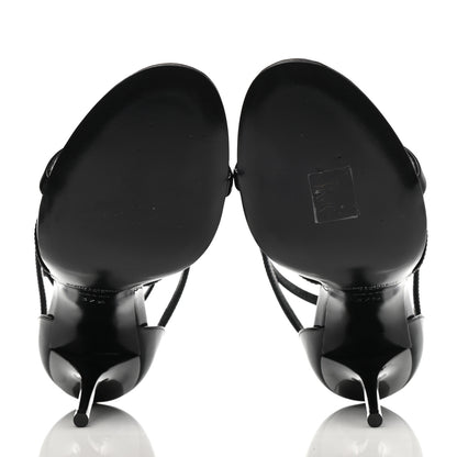 Saint Laurent Patent Calfskin Cassandra 110 Sandals 37.5 Black 5 of 9