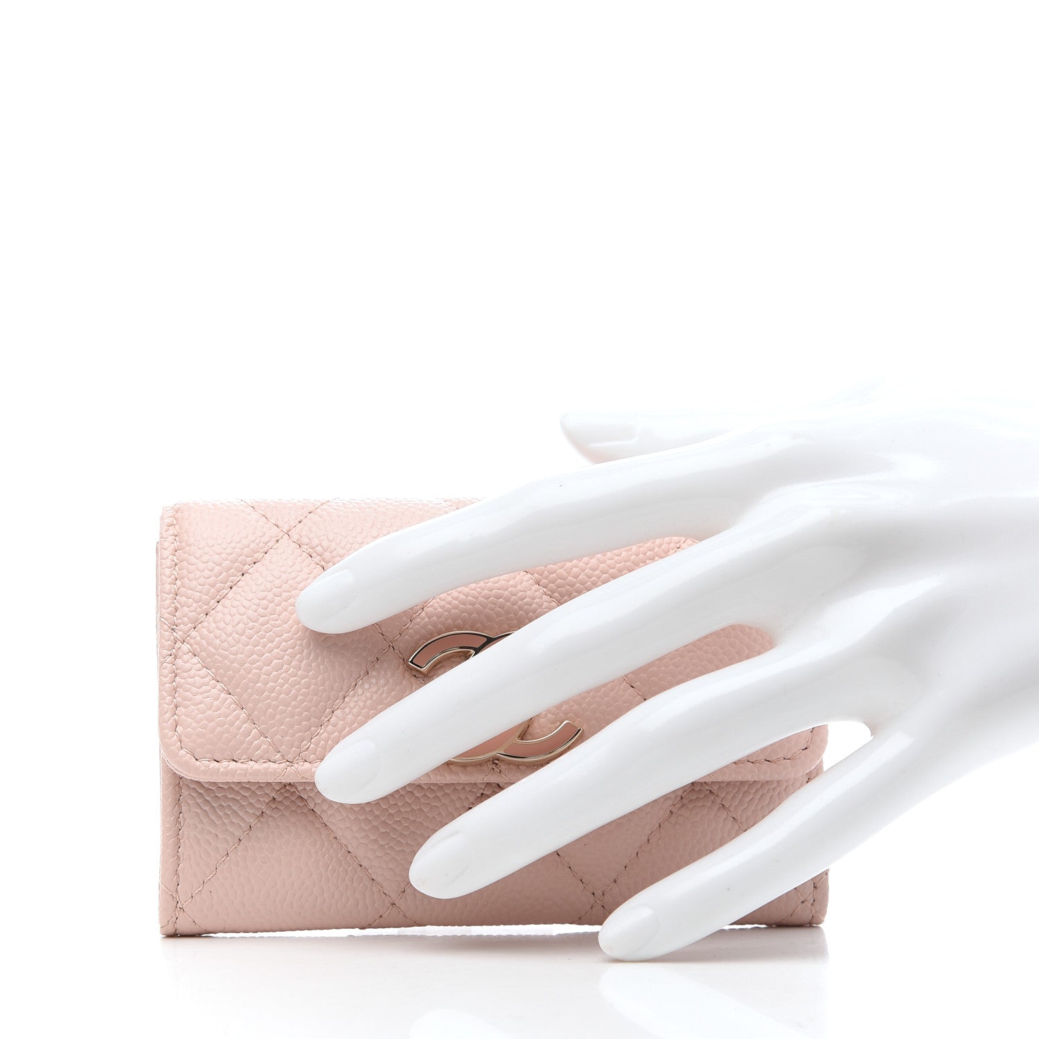 Chanel Caviar Quilted Flap Card Holder Light Pink 2 of 8