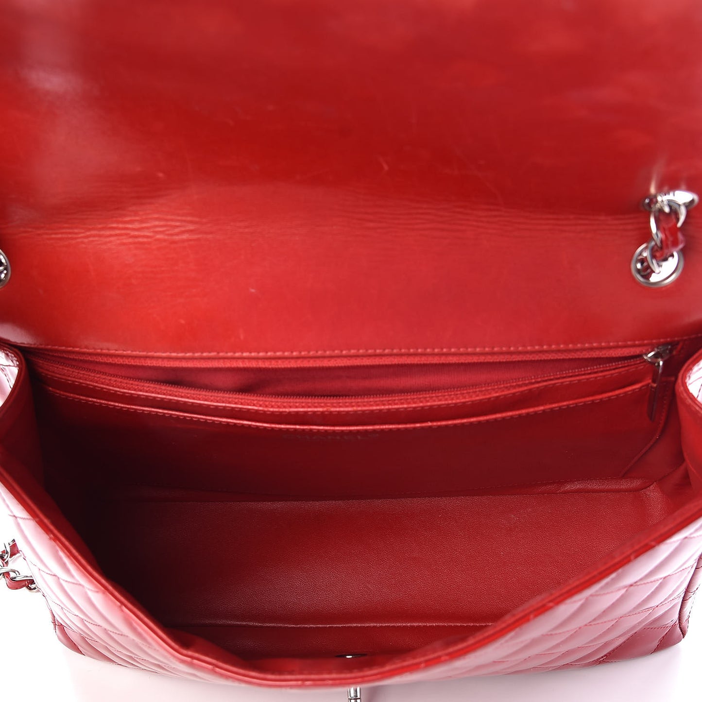 Patent Quilted Maxi Single Flap Red