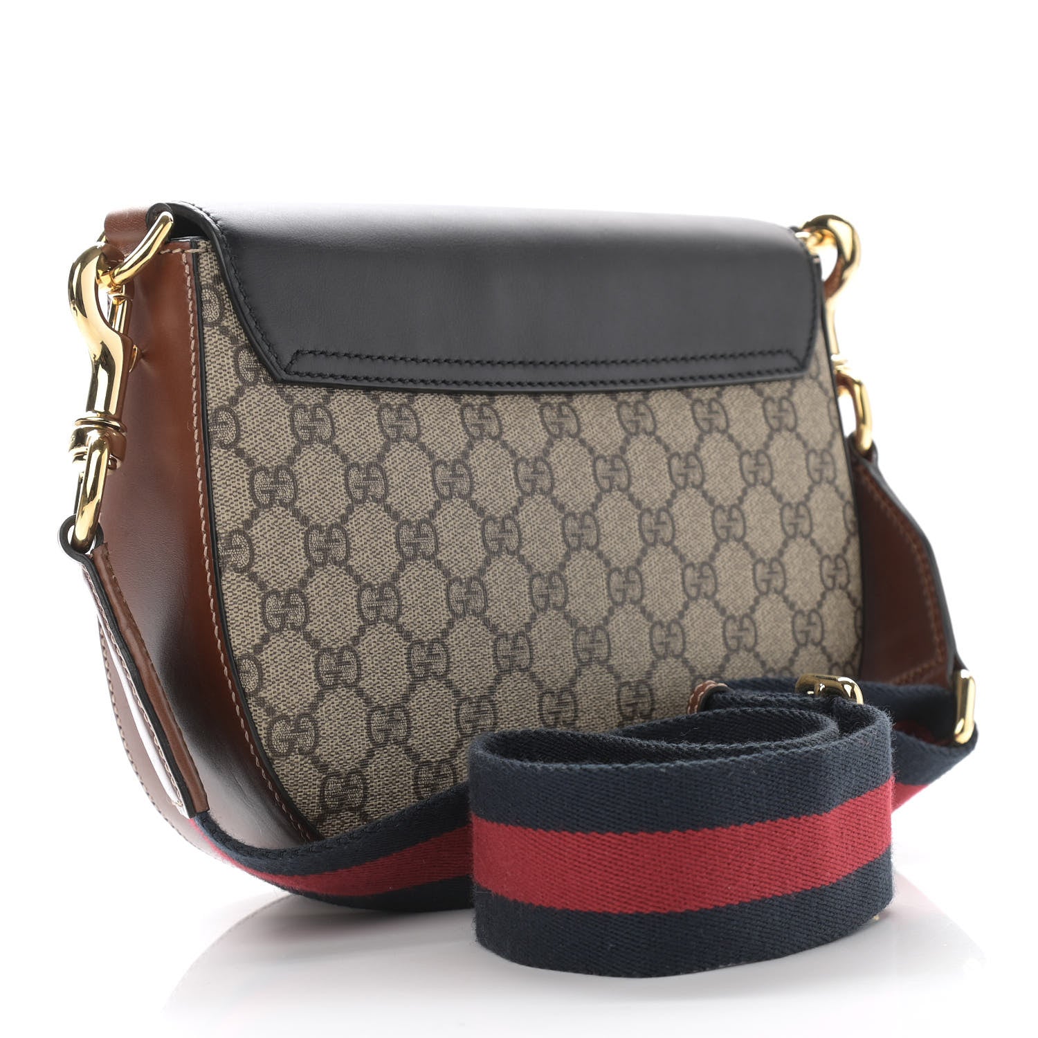 Gucci GG Supreme Monogram Web Medium Padlock Messenger Shoulder Bag Black 2 of 12