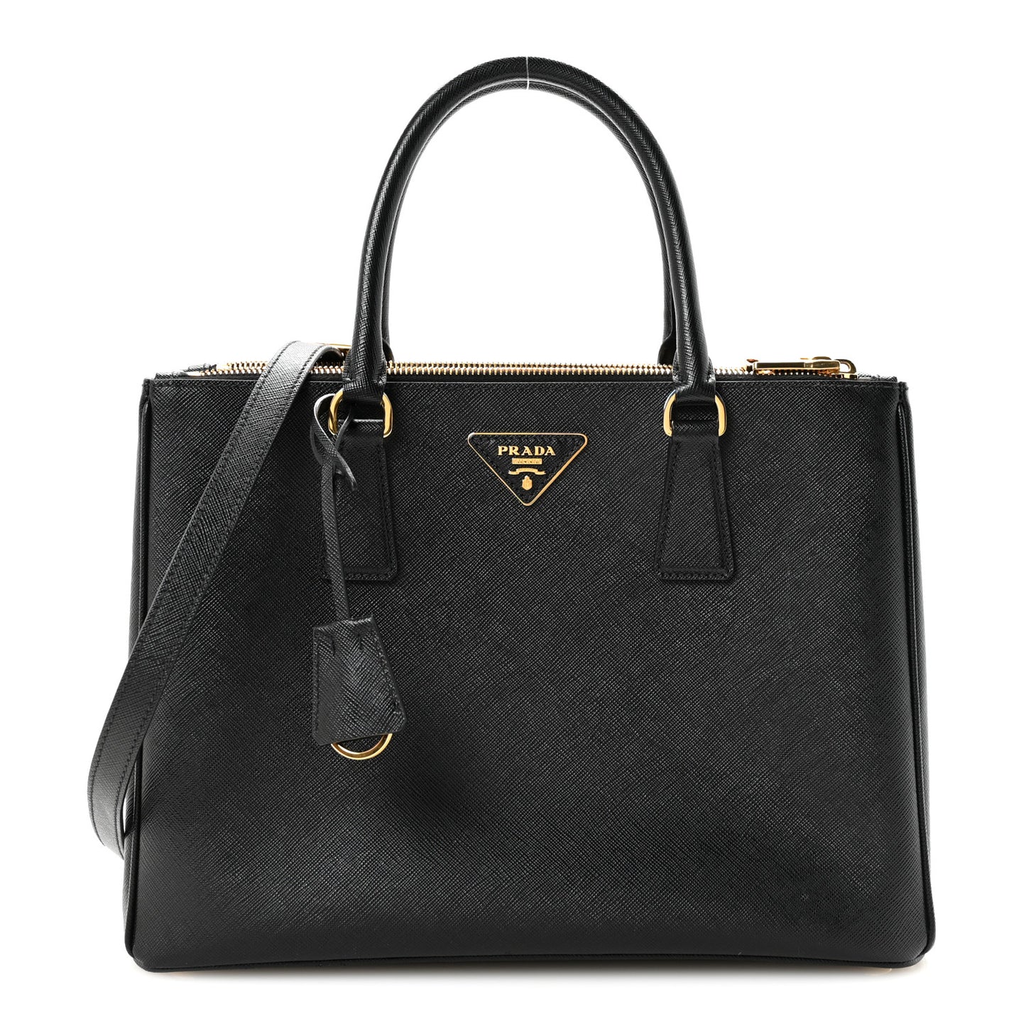 Saffiano Lux Large Galleria Double Zip Tote Black