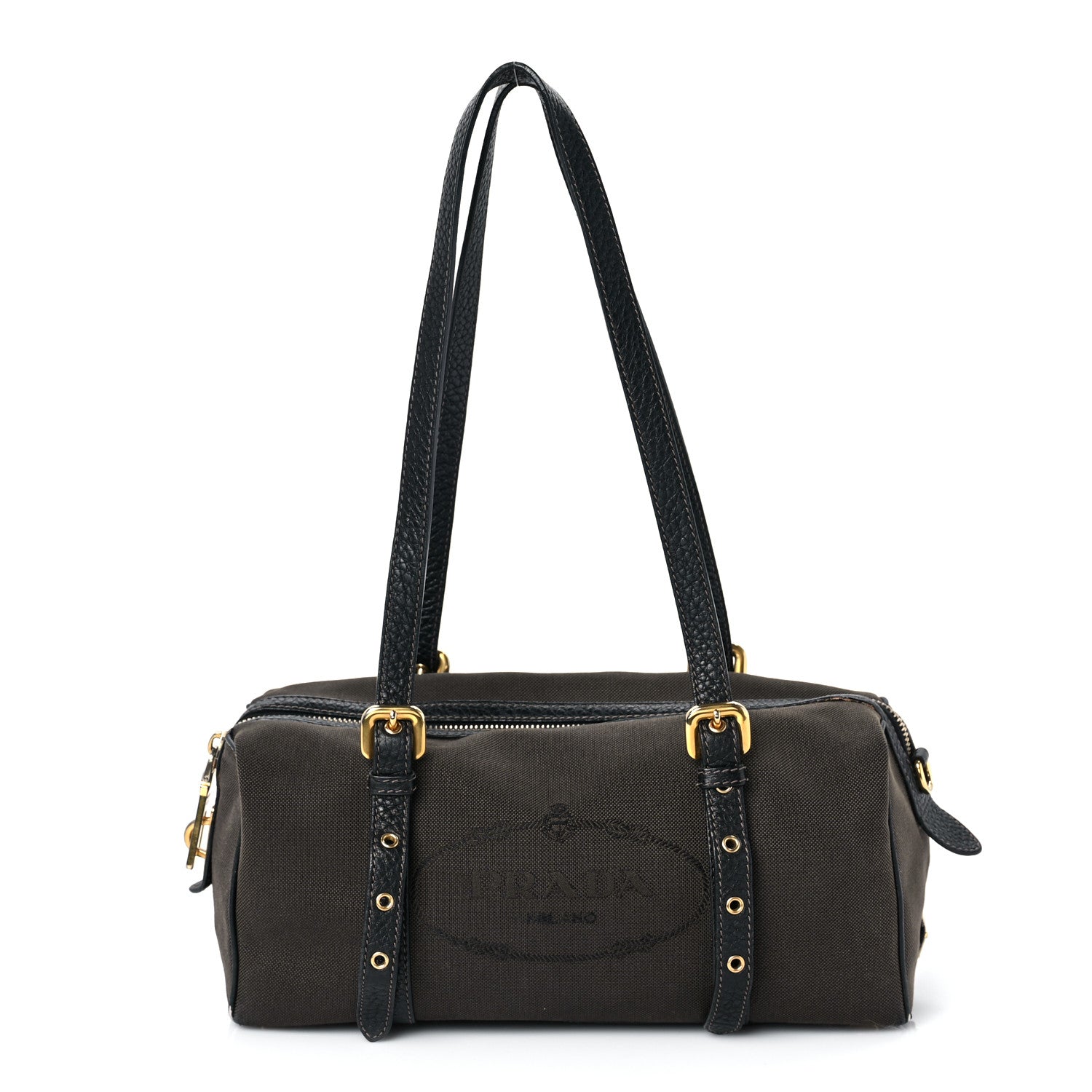 Prada Jacquard Logo Shoulder Bag Moro Black 1 of 7