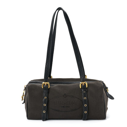 Prada Jacquard Logo Shoulder Bag Moro Black 1 of 7