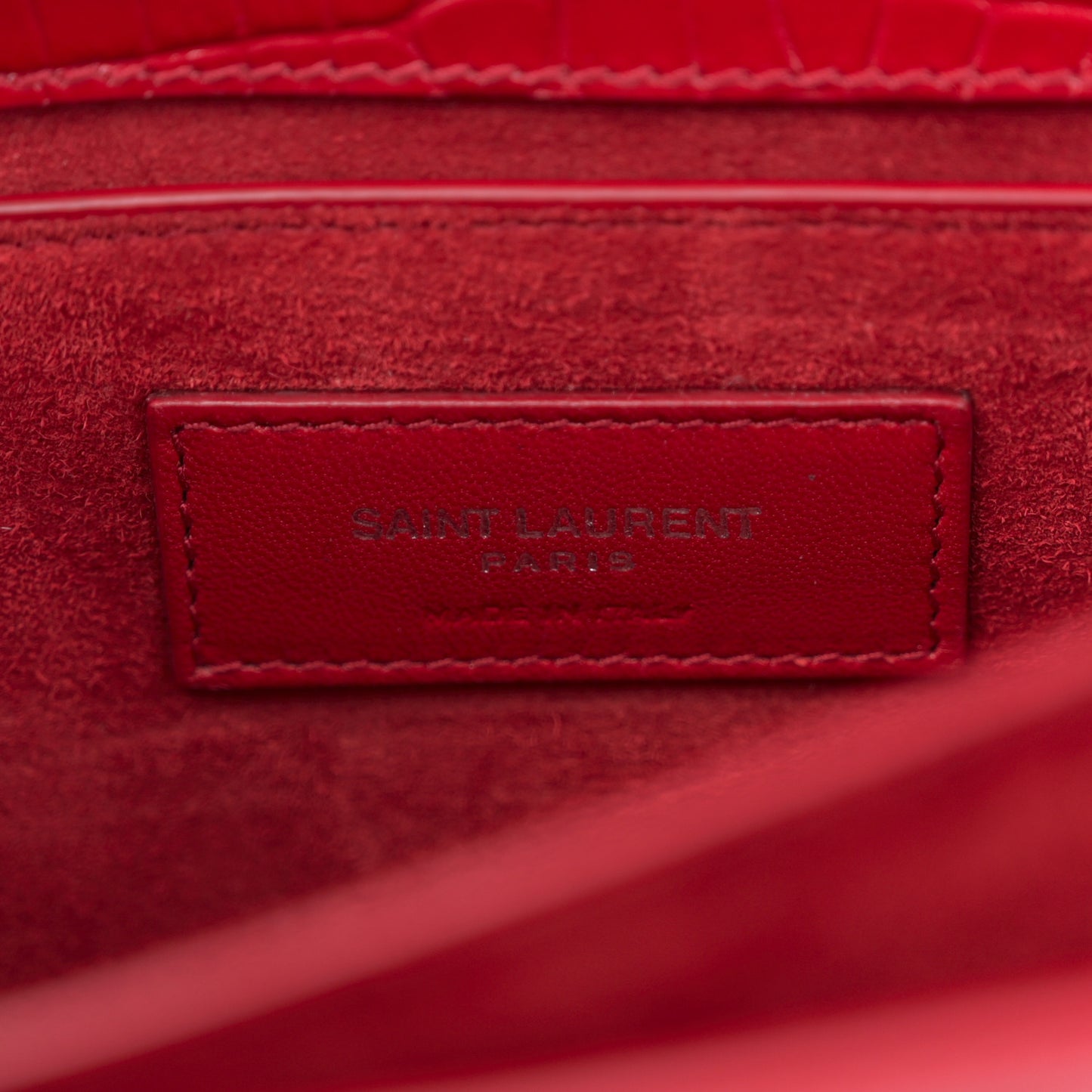 Calfskin Crocodile Embossed Medium Monogram Sunset Sunset Rouge Eros