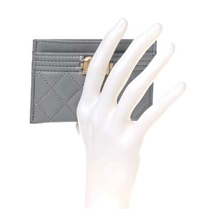 Chanel Lambskin Quilted Boy Card Holder Grey 2 of 12