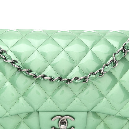 Chanel Patent Calfskin Quilted Jumbo Double Flap Green 8 of 11