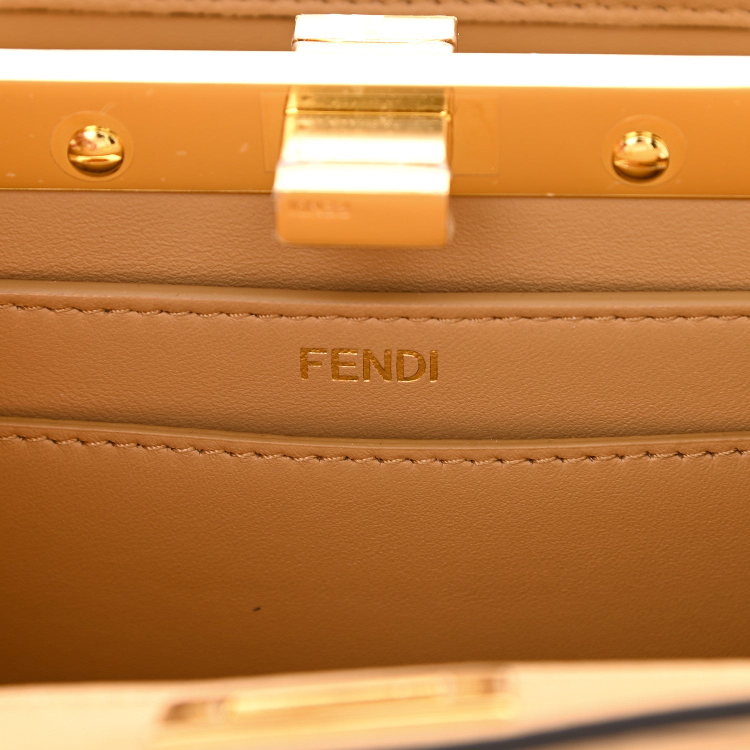 Fendi Shiny Nappa Petite Peekaboo I SEE U Satchel Miele Scuro 11 of 15