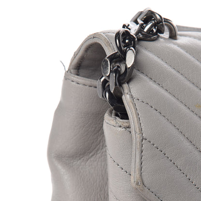 Saint Laurent Sheepskin Matelasse Chevron Monogram Large College Satchel Light Grey 11 of 19