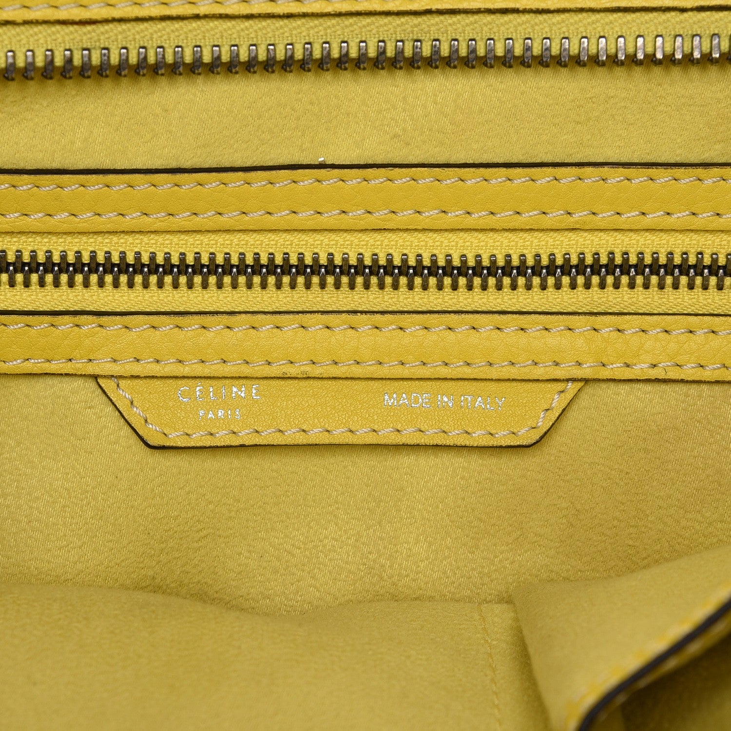 Celine Drummed Calfskin Mini Luggage Citron 6 of 7