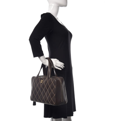 Chanel Calfskin Wild Stitch Top Handle Bag Brown 2 of 19