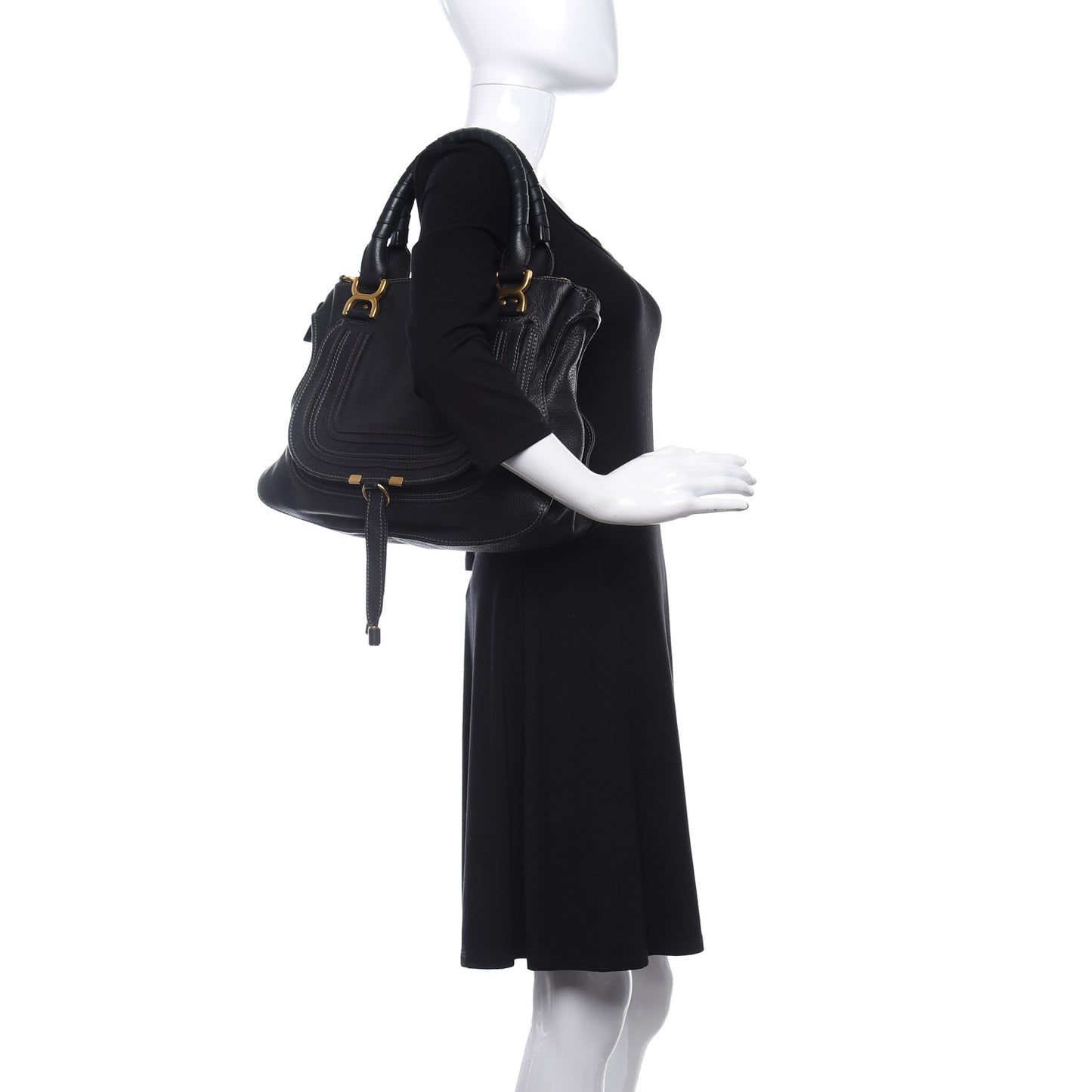 Calfskin Medium Marcie Satchel Black