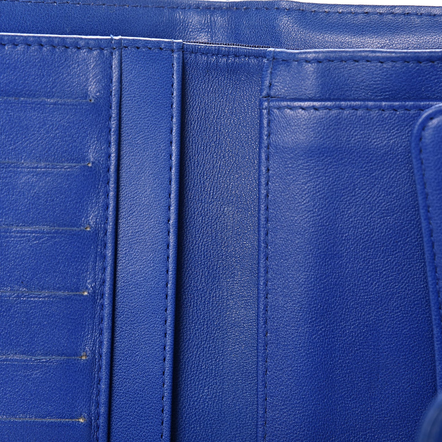 Lambskin Quilted Large Flap Wallet Blue