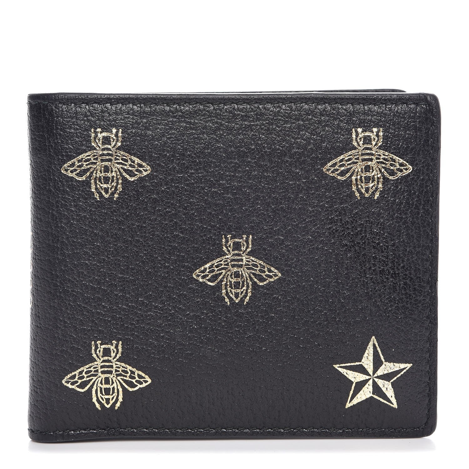 Gucci Calfskin Bee Star Bi-Fold Wallet Black 344458 – FASHIONPHILE