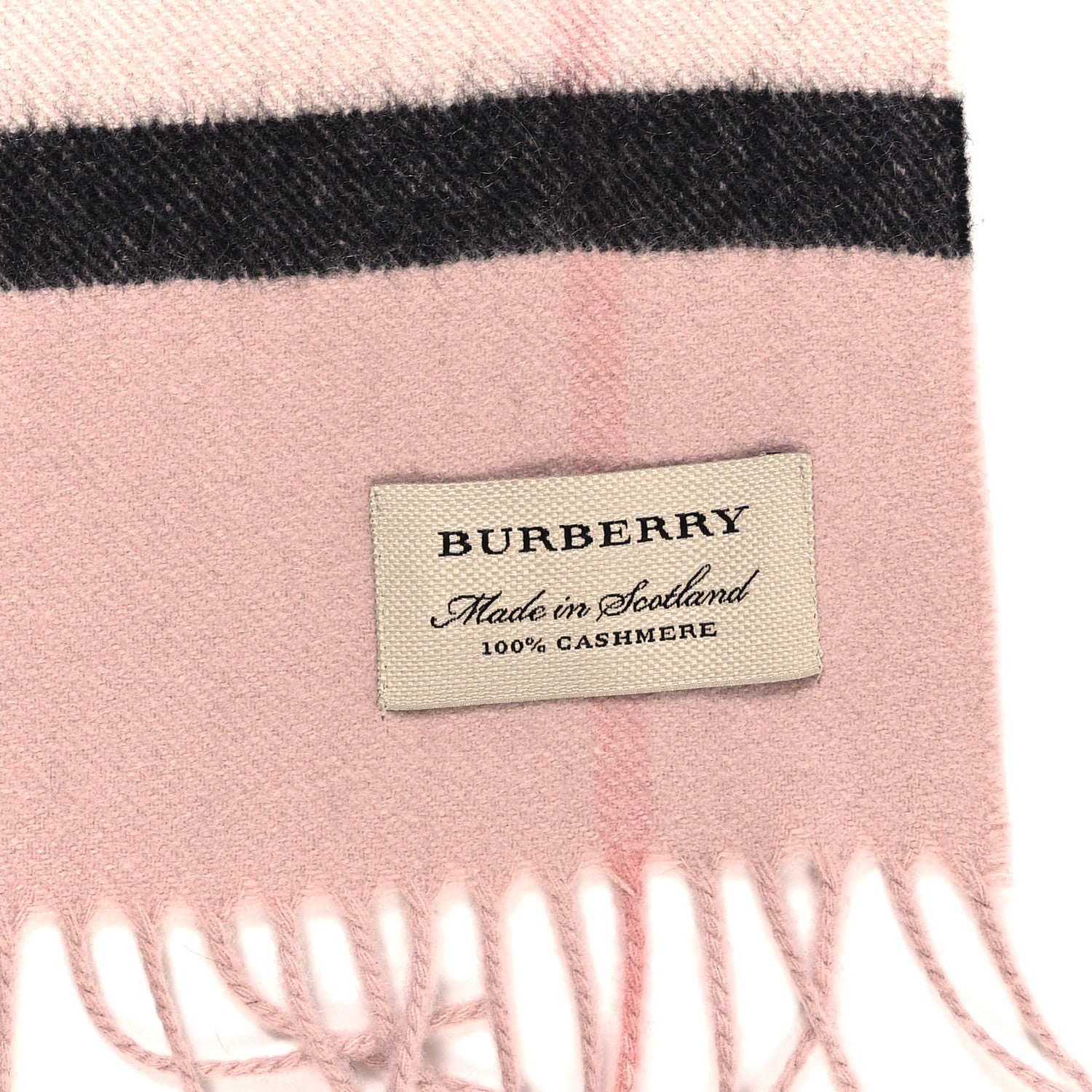 Burberry Cashmere Giant Heritage Check Fringe Scarf Ash Rose 3 of 3