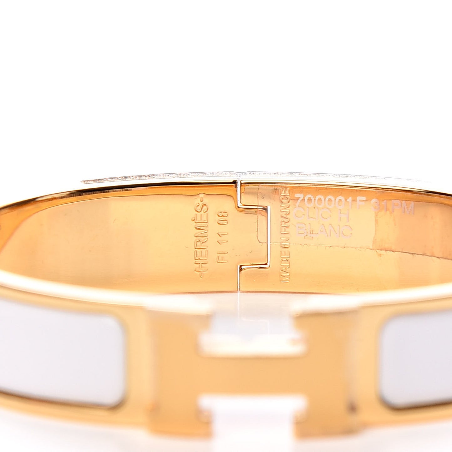 Enamel Narrow Clic Clac H Bracelet PM White