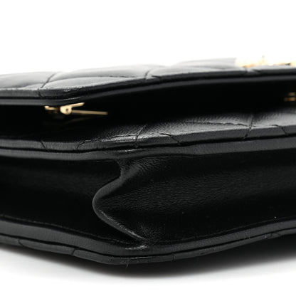 Chanel Lambskin Quilted Pearl CC Wallet on Chain WOC Black 11 of 12