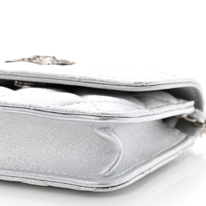 Chanel Metallic Lambskin Crystal Quilted Star Chain Belt Bag Silver 11 of 12