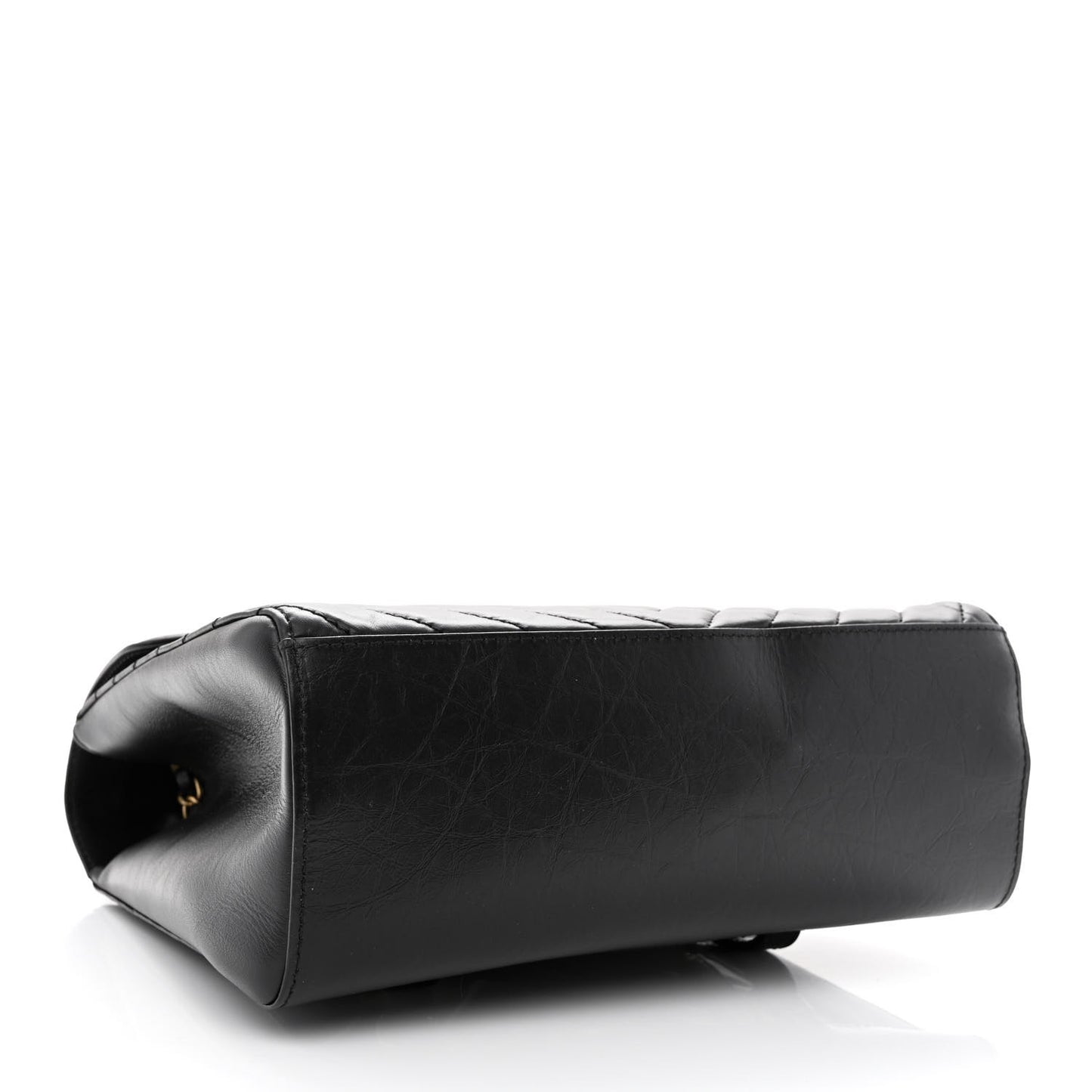 Aged Calfskin Chevron Quilted Backpack Black